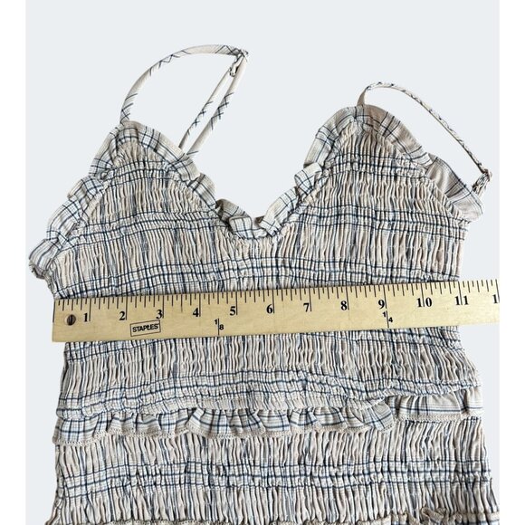 Lulus Out and About Blush Plaid Smocked Ruffled Mini Dress Size small - Picture 4 of 13